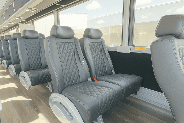 interior of West Palm Beach Shuttle Bus Rentals charter bus